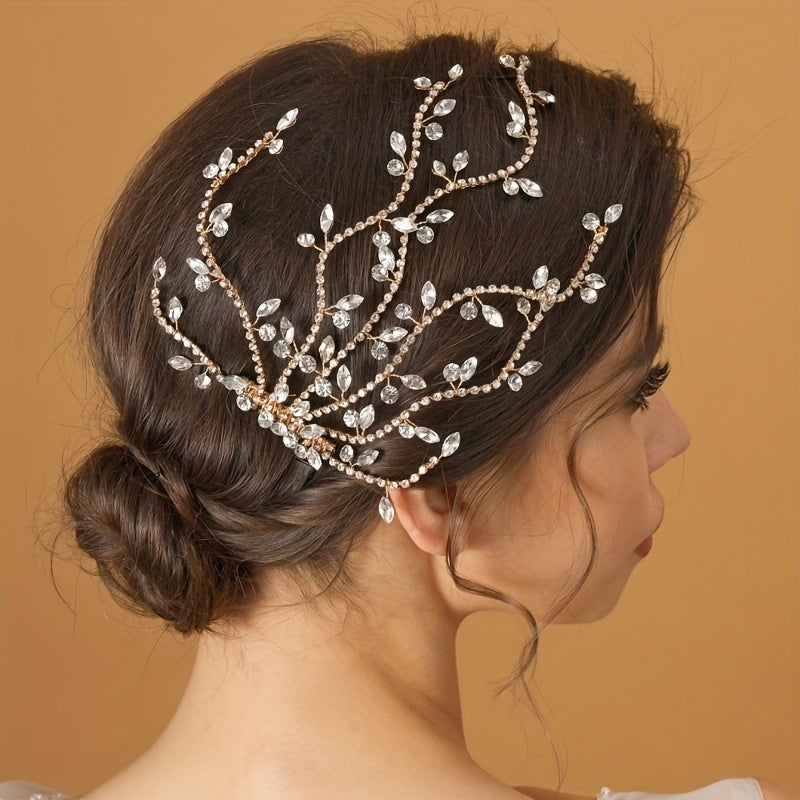 Bridal Crystal Faux Pearl Hair Comb Flower Rhinestone Head Piece