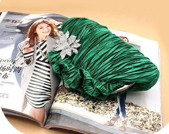 2016 Diamond Satin Flower Evening Clutch Mini Bag
