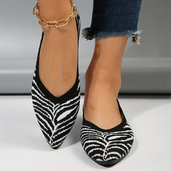 Women's Colorblock Flying Woven Shoes Point Toe Non slip Low Soft Shoes