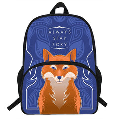 16-inch Fox Print Backpack Kids Boys Girls School Bags For Teens