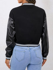 Casual Zipper Baseball Jacket Loose Long Sleeve Baseball Outerwear