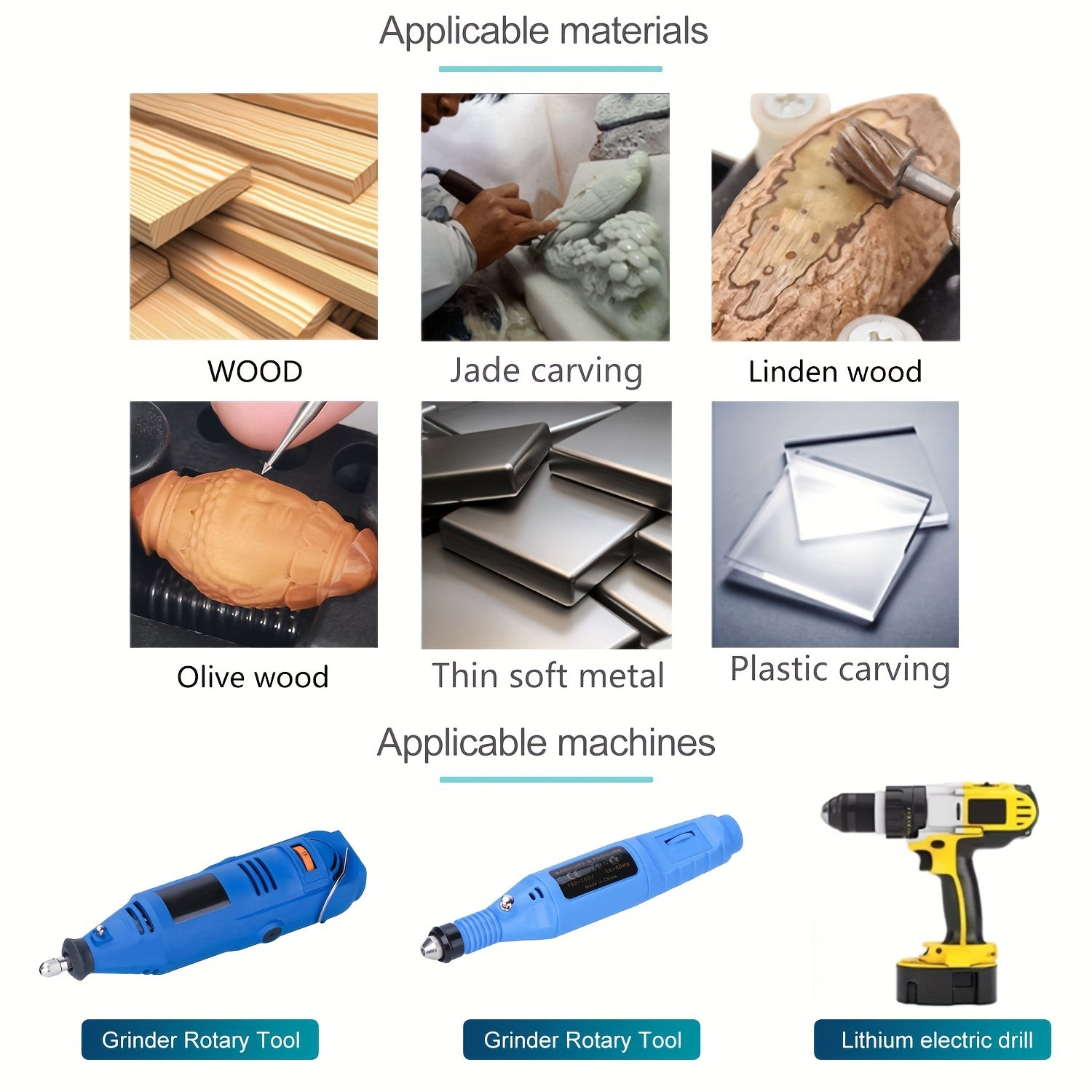 10pcs PMMJ Carving Bits Set for Rotary Tool Accessories 1/8in 3mm