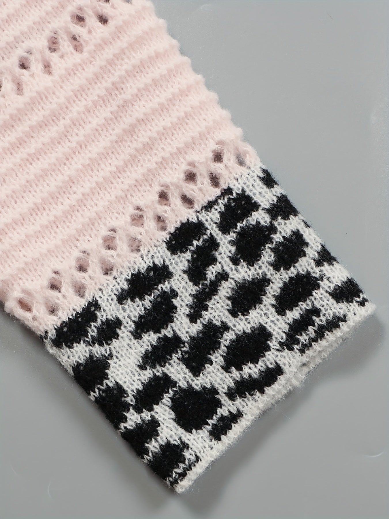 Leopard Patchwork V Neck Hooded Sweater