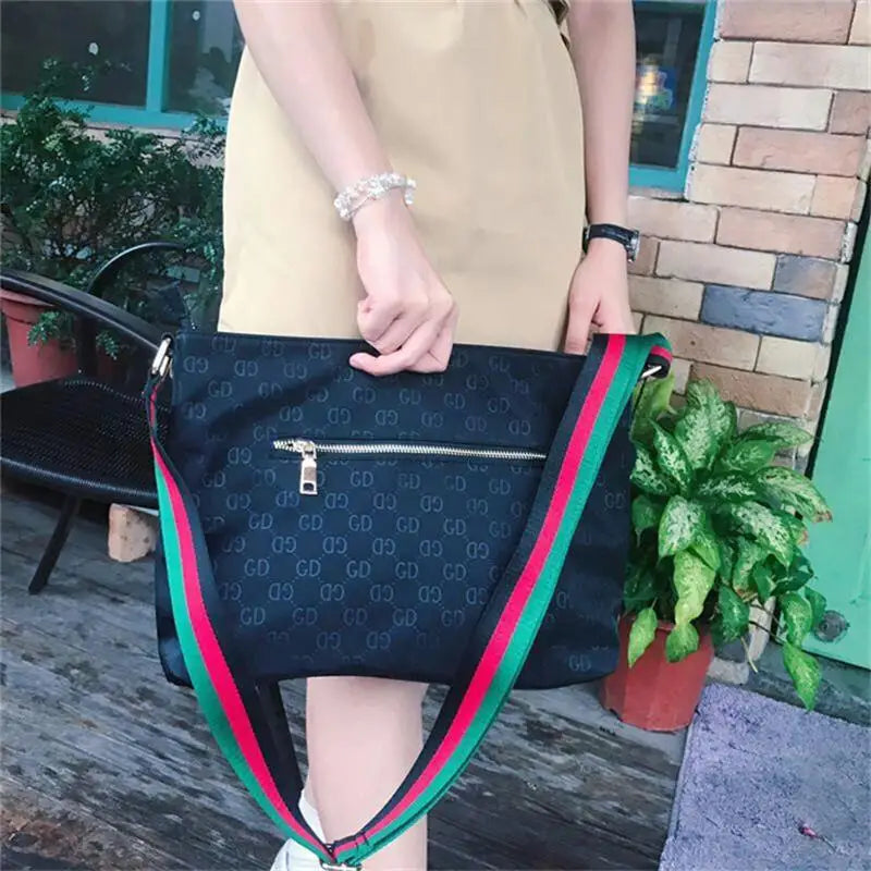 Nylon Crossbody Bag Stripe Wrist Clutch Shoulder Bag Women Handbags