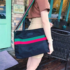 Nylon Crossbody Bag Stripe Wrist Clutch Shoulder Bag Women Handbags