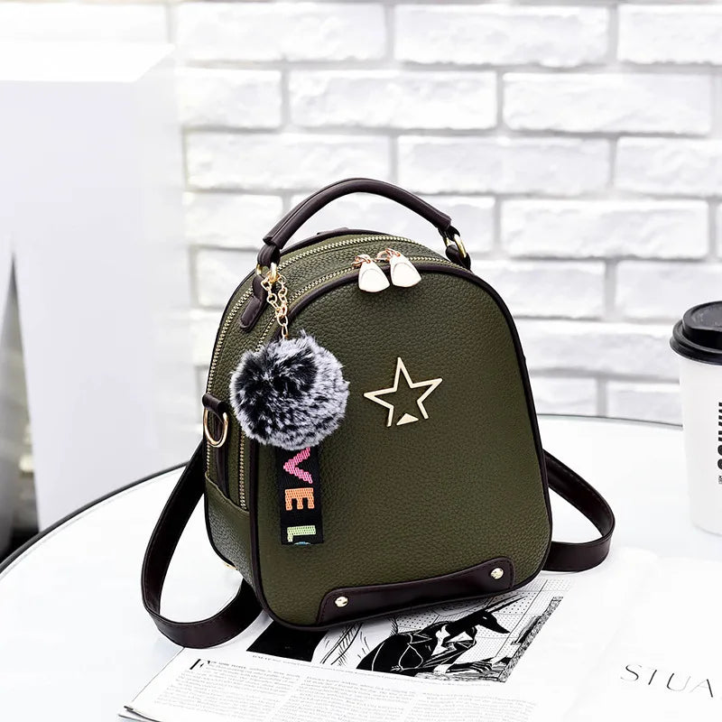 Women PU Leather Backpacks Student School Bags Lady Teenagers Travel