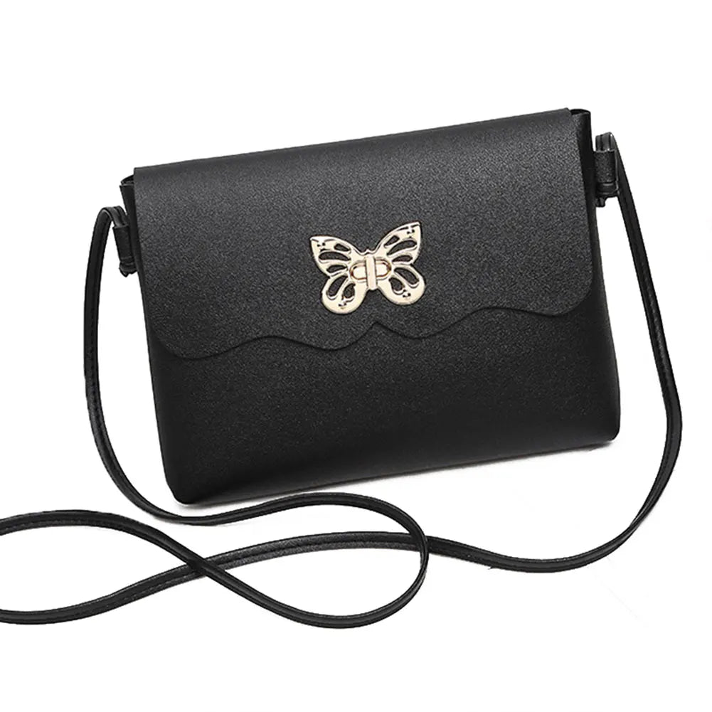 Women's PU Leather Handbag with Bowknot Buckle - Small Shoulder Bag