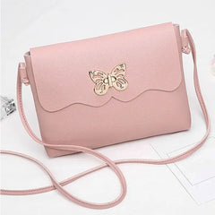 Women's PU Leather Handbag with Bowknot Buckle - Small Shoulder Bag