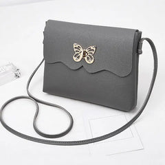 Women's PU Leather Handbag with Bowknot Buckle - Small Shoulder Bag