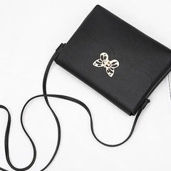 Women's PU Leather Handbag with Bowknot Buckle - Small Shoulder Bag