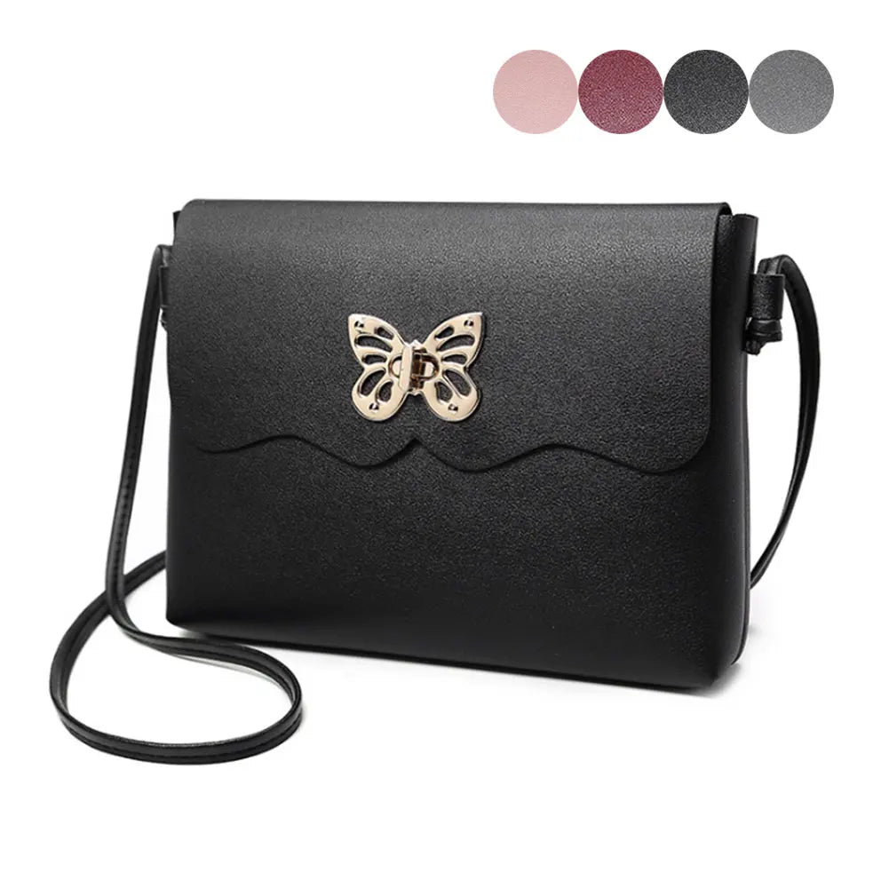 Women's PU Leather Handbag with Bowknot Buckle - Small Shoulder Bag