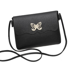 Women's PU Leather Handbag with Bowknot Buckle - Small Shoulder Bag