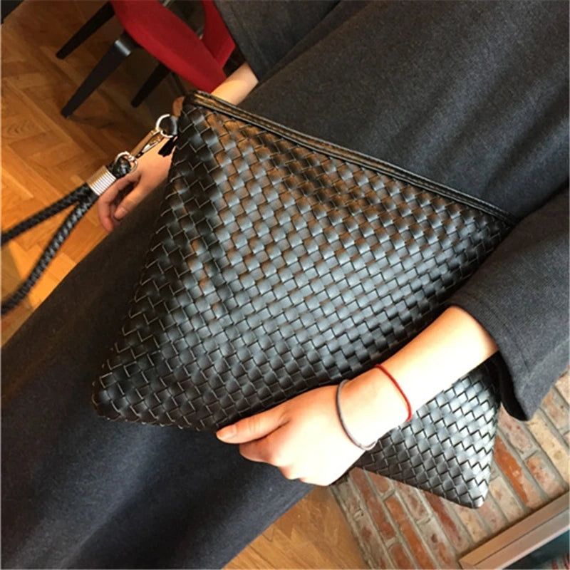 Knitting Envelope Handbags Crossbody PU Leather Messenger Shoulder Bags Women