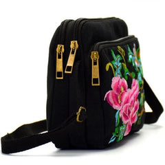 Arrival Women Canvas Floral Embroidery Messenger Bag Shoulder Small Phone Coins