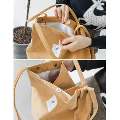 Female Corduroy Tote Bag High Capacity Casual Lady's Shoulder Bag