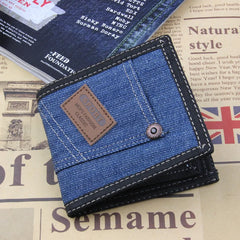 Vintage Denim Jeans Canvas Wallets Women Men Short Zipper Retro Purses
