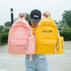 Yellow Girl School Bags For Teenagers Women Backpack Leather Women's Backpacks
