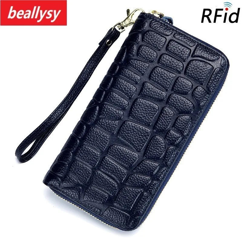 Cowhide Women's Wallets Long Ladies Clutch Purse Hand Bags