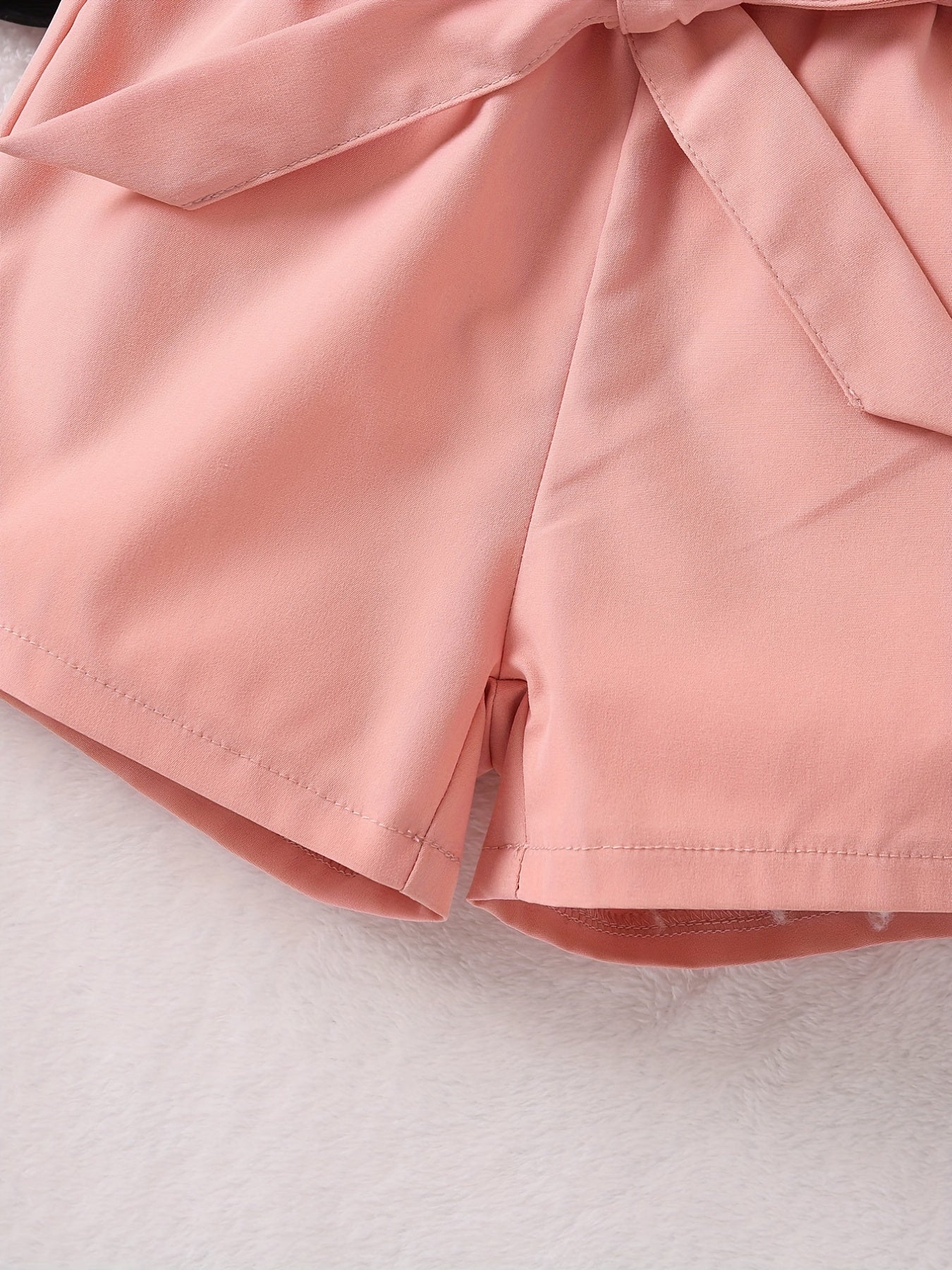 2pcs Girls Casual Shorts With Belt Breathable Comfortable Pants for Kids