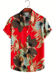 Men's Tropical Leaf Print Hawaiian Shirt