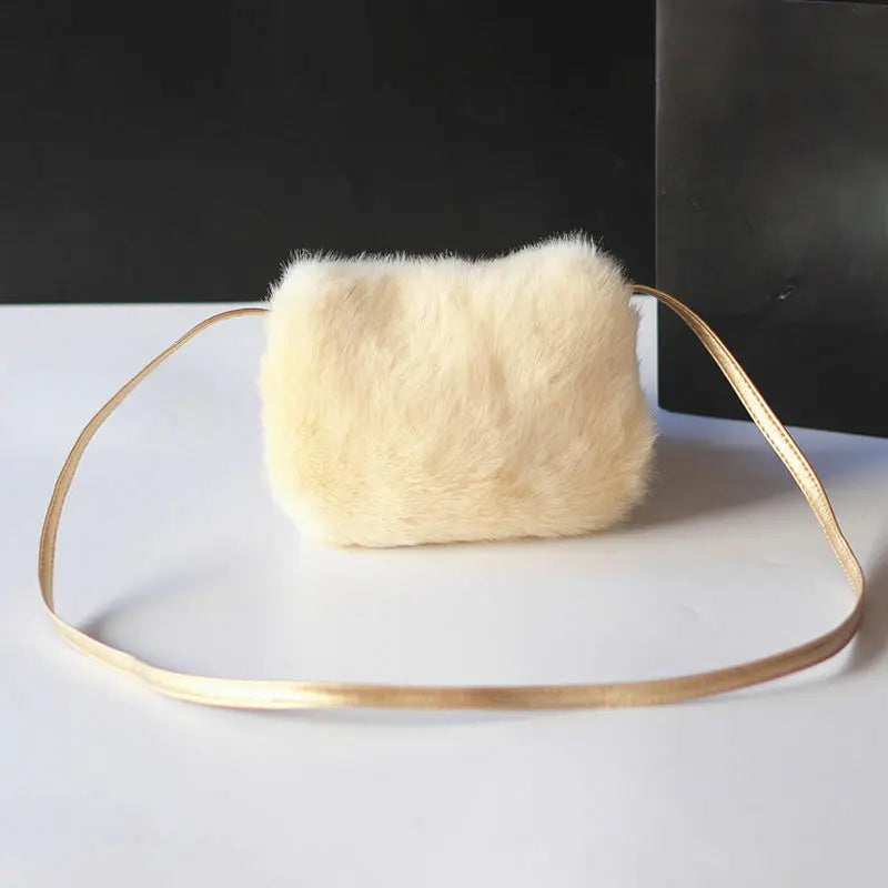 Girls Mini Bowknot Crossbody Bag Soft Fur Handbag