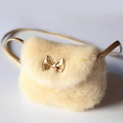 Girls Mini Bowknot Crossbody Bag Soft Fur Handbag