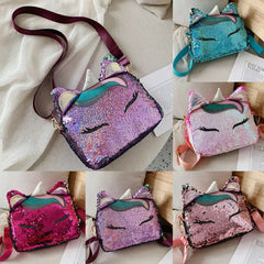 Unicorn Handbags for Girls Travel Women Cartoon Printing Shoulder Bags Sequins C