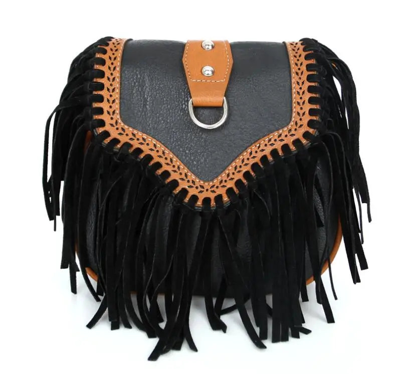 Tassel Shoulder Bags PU Leather Vintage Mini Crossbody Bags