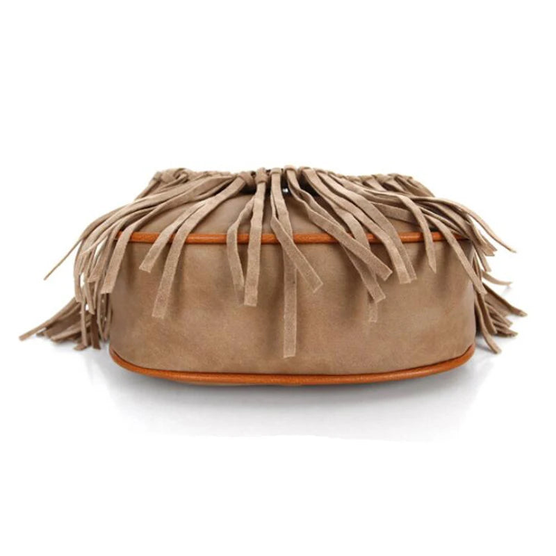 Tassel Shoulder Bags PU Leather Vintage Mini Crossbody Bags
