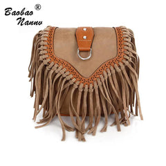 Tassel Shoulder Bags PU Leather Vintage Mini Crossbody Bags
