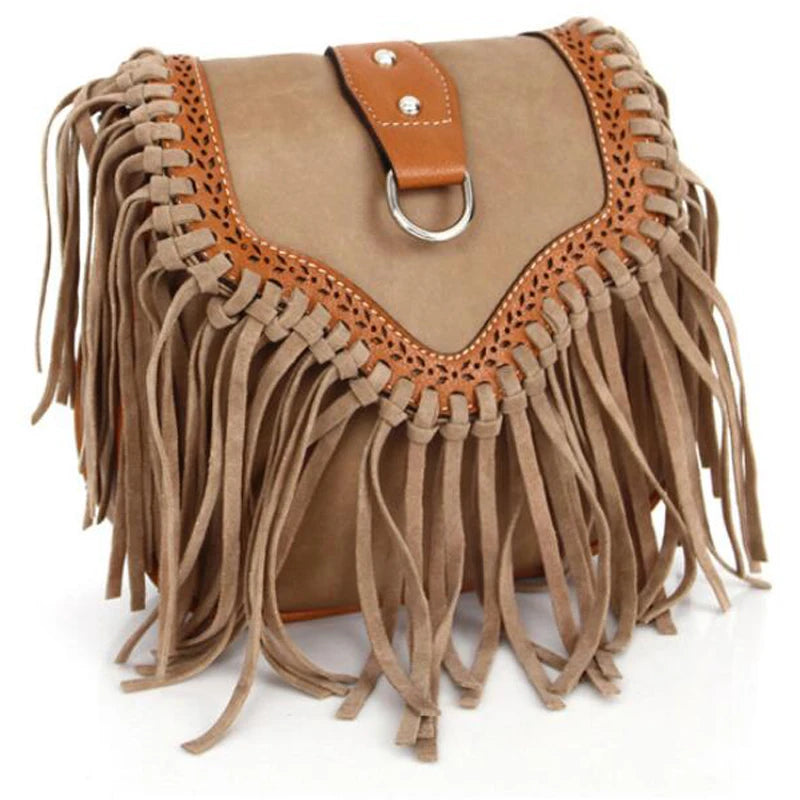 Tassel Shoulder Bags PU Leather Vintage Mini Crossbody Bags