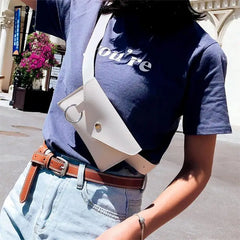 Women's Leather Waist Bag Pure PU Chest Pouch #YL
