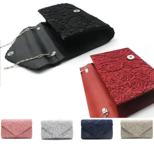 High Women Lady Party Prom Bridal Lace Clutch Handbag Shoulder Bag