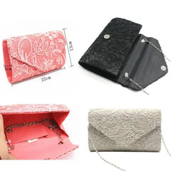 High Women Lady Party Prom Bridal Lace Clutch Handbag Shoulder Bag