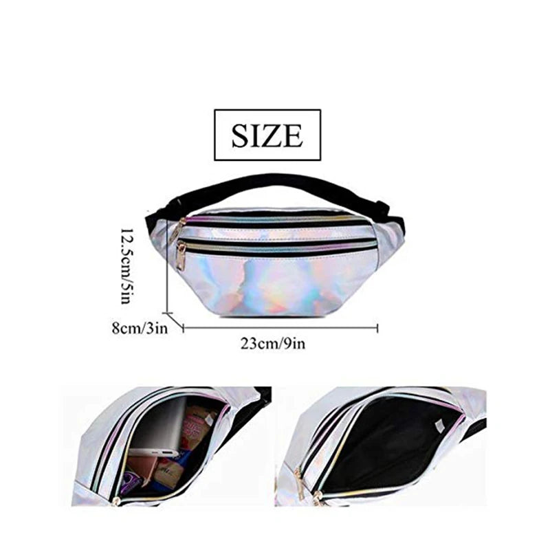 Silver Laser Bum Bag Girls Holographic Fanny Pack Women