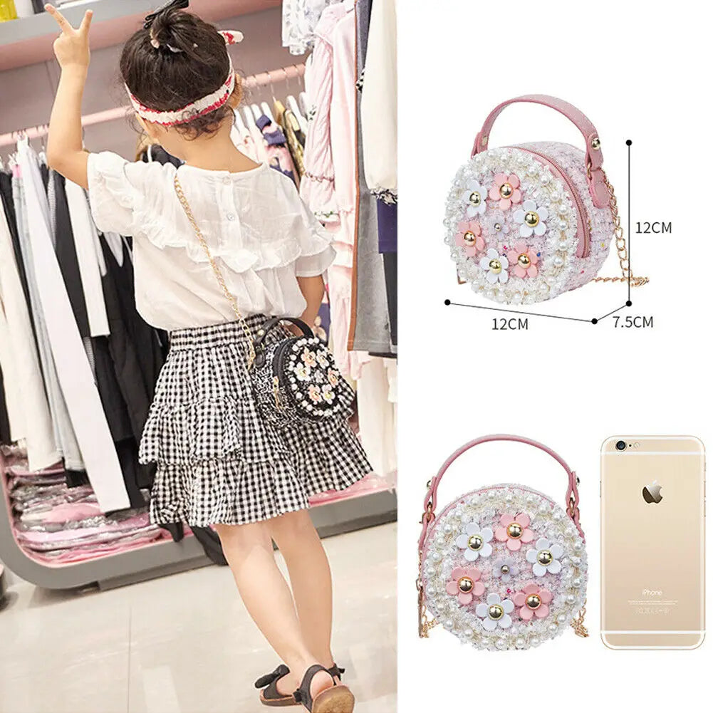 Hot Pearl Flower Chain PU Shoulder Bag Messenger Bag Girls Crossbody Bag