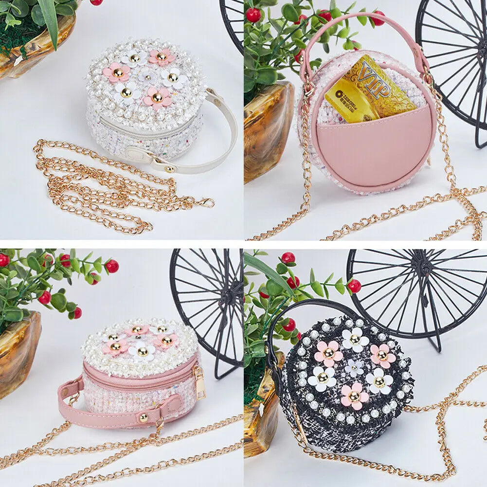 Hot Pearl Flower Chain PU Shoulder Bag Messenger Bag Girls Crossbody Bag