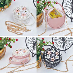 Hot Pearl Flower Chain PU Shoulder Bag Messenger Bag Girls Crossbody Bag
