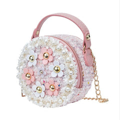 Hot Pearl Flower Chain PU Shoulder Bag Messenger Bag Girls Crossbody Bag