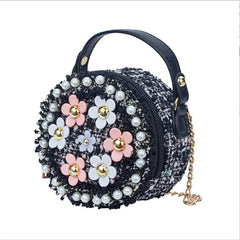 Hot Pearl Flower Chain PU Shoulder Bag Messenger Bag Girls Crossbody Bag