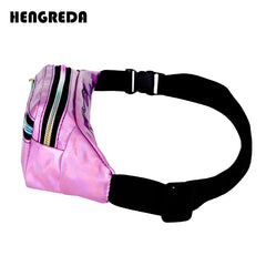 Laser Holographic Waist Bag Fanny Pack Slim Neon PU Bum Bag Belt Leather Pocket