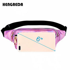 Laser Holographic Waist Bag Fanny Pack Slim Neon PU Bum Bag Belt Leather Pocket