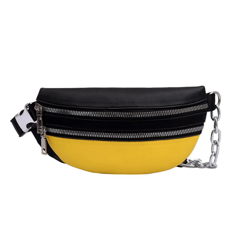 Men Women PU Waist Bags Chain Fanny Pack Girls Bum Bag Travel