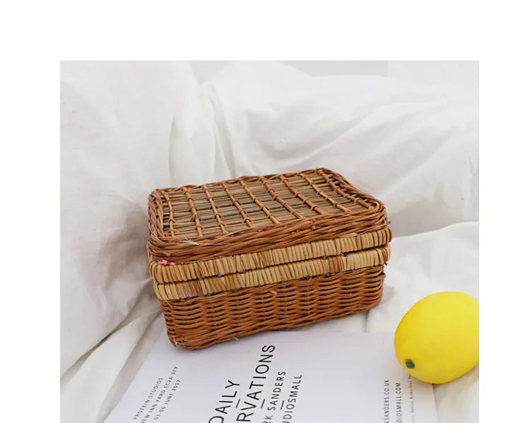 Vintage Rattan Handbag Women Straw Tote Bag Beach Travel Bag Satchel
