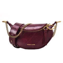 Women Leather Crossbody Chest Bag Lady Messenger Waist Pack Chains Travel