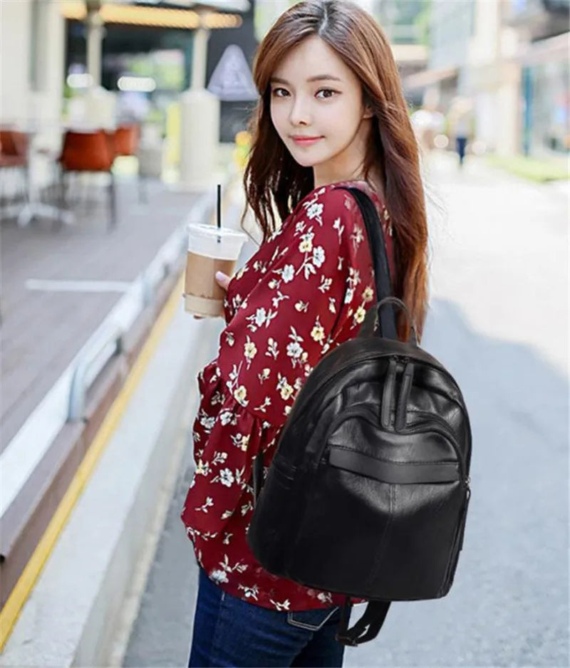 Women Backpack Lady PU Leather Travel Rucksack Girls School Bag