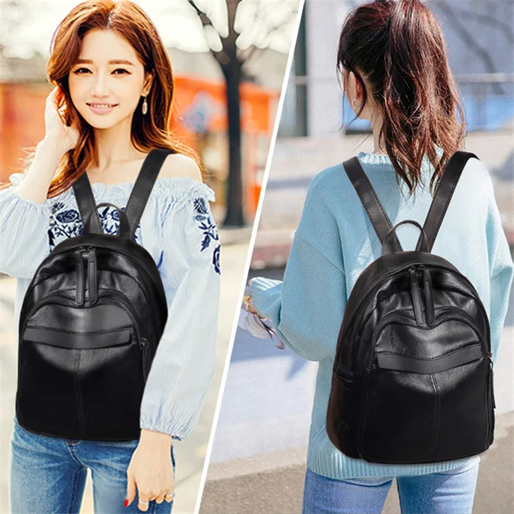 Women Backpack Lady PU Leather Travel Rucksack Girls School Bag
