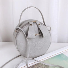 Women Mini Round Handbag PU Leather Crossbody Bag