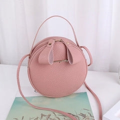 Women Mini Round Handbag PU Leather Crossbody Bag