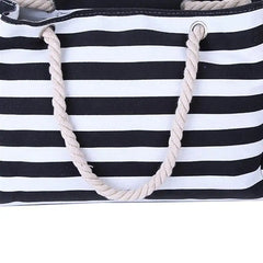 Women Canvas Beach Shoulder Striped Tote Bag Large Capacity
